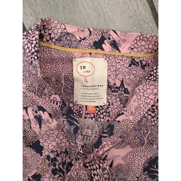 Anthropologie Conversations Limited Edition Floral Pink Tunic Blouse - Picture 2 of 6